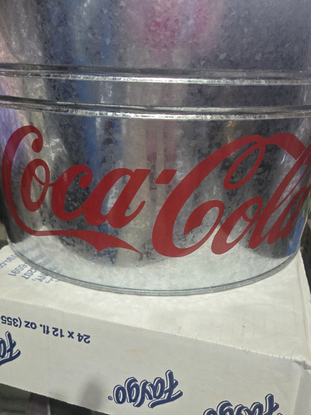 Coca-Cola Galvanized Metal Tub Bucket Ice Cooler 14" Diameter